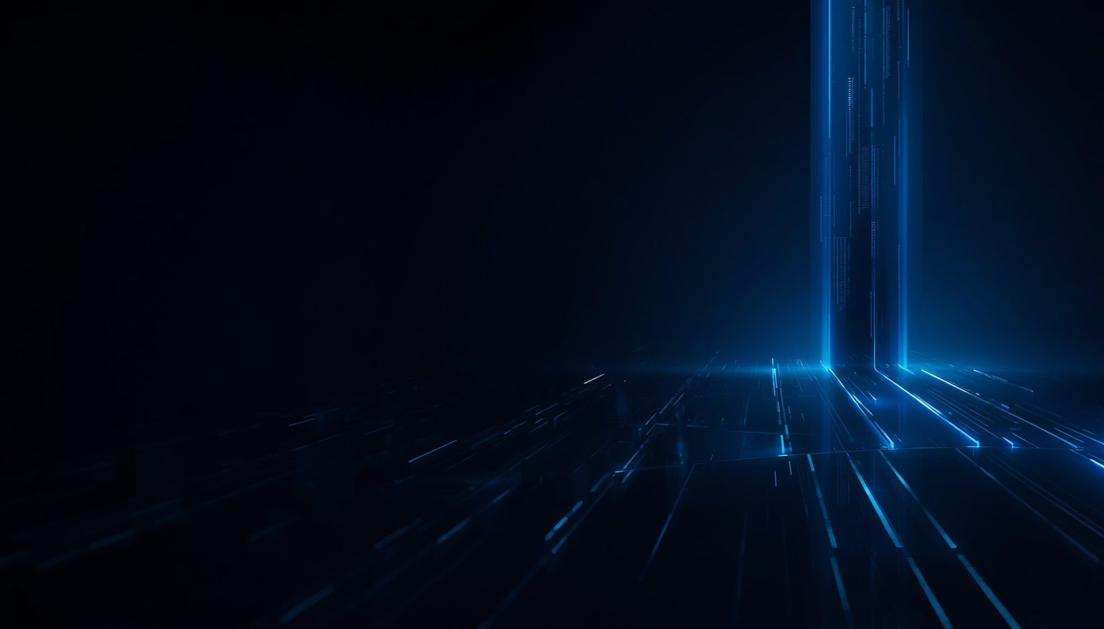 Premium dark technology environment with blue digital light